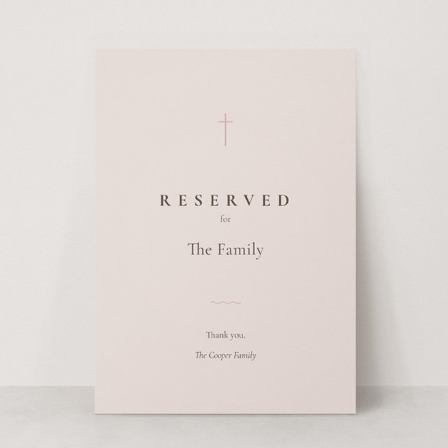 Sinal de Assentos Reservados Cruz Cristã Grace Blu (Grace | Blush - Reserved Seating Card)