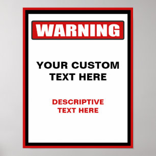 Sinal de aviso Poster personalizado 11x14
