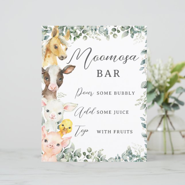 Sinal de Bar de Baby Moomosa - Animais da Fazenda  (Em pé/Frente)