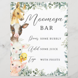 Sinal de Bar de Baby Moomosa - Animais da Fazenda 