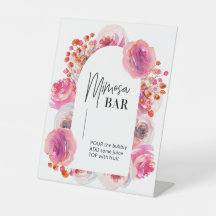 Sinal de Bar Floral Brilhante Mimosa para Chá de p