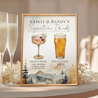Sinal de Barra de Drinks para Casamento de Montanh