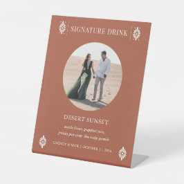 Sinal de Bebida Signature Terra Cotta do Casamento