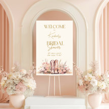 Sinal de boas-vindas Boots Floral Cowgirl Chá de p