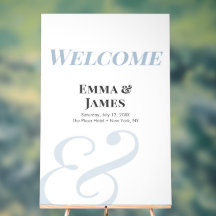 Sinal de Boas-Vindas Casamento Ampersand Azul Empo