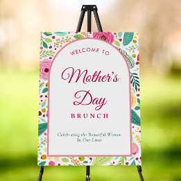 Sinal de Boas-Vindas Chic Retro Floral para Brunch