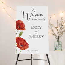 Sinal de Boas-vindas das Flores Vermelhas Elegante