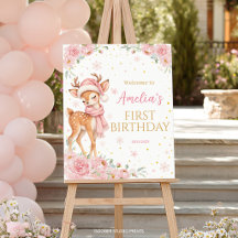 Sinal de Boas-Vindas de Aniversário Floral Rosa On