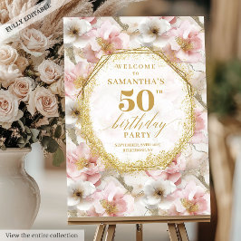 Sinal de boas-vindas de aniversário rosa empoeirad