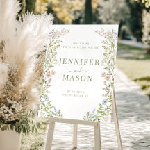 Sinal de Boas-Vindas de Casamento com Flores Silve