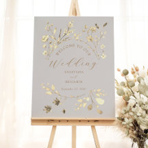 Sinal de Boas-Vindas de Casamento com Flores Silve
