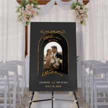 Sinal de Boas-Vindas de Casamento em Arco Preto Mi