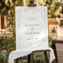 Sinal de Boas-Vindas de Casamento em Toile Beige F