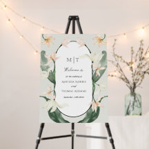 Sinal de Boas-Vindas de Casamento Floral Elegante 