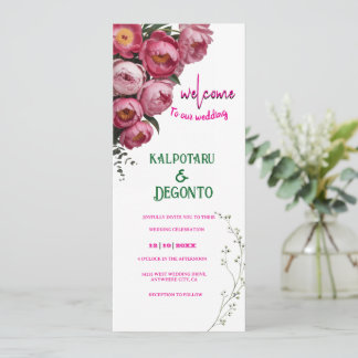 Sinal de Boas-Vindas de Casamento Floral Rosa Eleg