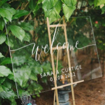 Sinal de Boas-vindas do Acrylic Wedding com Nome e