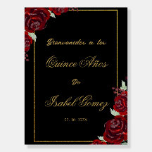 Sinal de boas-vindas do Black Burgundy Quinceañera