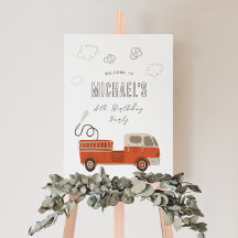 Sinal de boas-vindas do caminhão de bombeiro (Cons