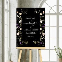 Sinal de Boas-vindas do Casamento de Flores Negras