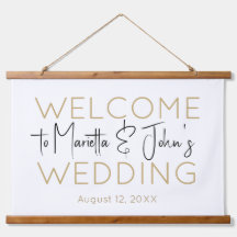 Sinal de Boas-vindas do Casamento Elegante Dourado