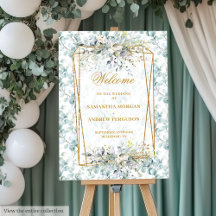 Sinal de Boas-vindas do Casamento Eucalyptus Water