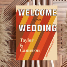 Sinal de boas-vindas do Casamento Laranja e Castan