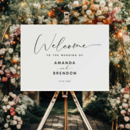 Sinal de boas-vindas do casamento minimalista eleg
