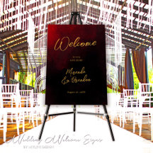 Sinal de Boas-vindas do Casamento Vermelho e Negro