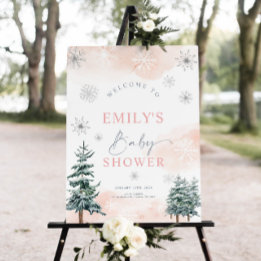 Sinal de boas-vindas do chá de fraldas de inverno 