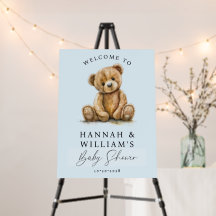 Sinal de boas-vindas do Chá de fraldas do Urso Azu