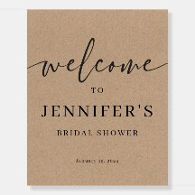 Sinal de boas-vindas do Chá de panela Rustic Kraft