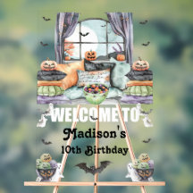 Sinal de boas-vindas do Halloween Sleepover person