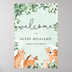 Sinal de boas-vindas dos animais florestais Poster
