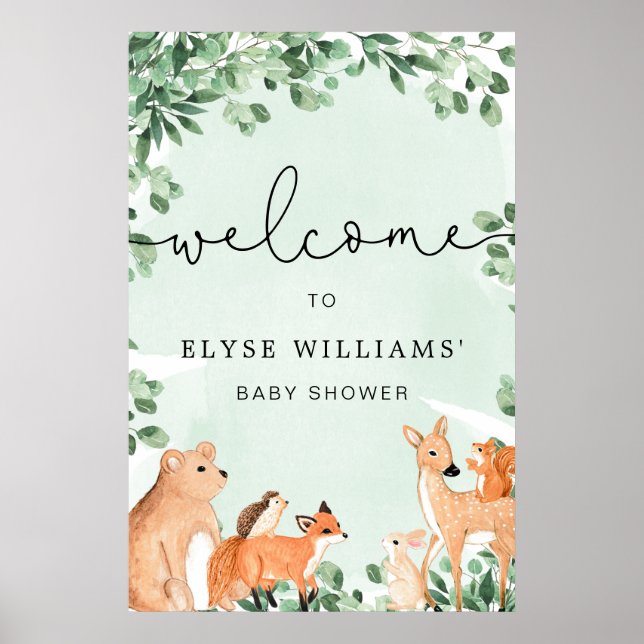 Sinal de boas-vindas dos animais florestais Poster (Frente)