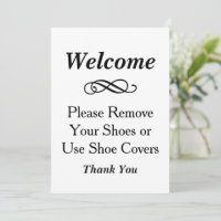 Sinal de Boas-Vindas Elegante para Remover Sapatos