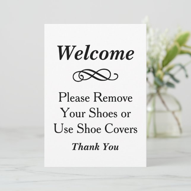 Sinal de Boas-Vindas Elegante para Remover Sapatos (Em pé/Frente)