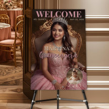 Sinal de boas-vindas Elegante Rosa Quinceañera