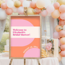 Sinal de boas-vindas Geométrico Rosa e Laranja