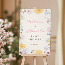 Sinal de Boas-Vindas para Chá de Bebê com Flores S