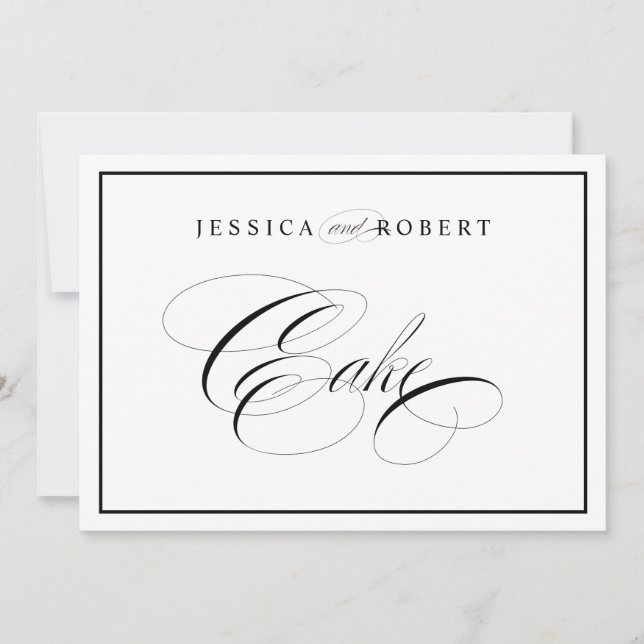 Sinal de Bolo de Casamento Elegante com Borda Pret (Frente)