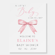 Sinal de Boow Girl Baby Shower Rosa
