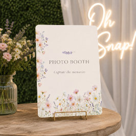 Sinal de Cabine de Fotos de Casamento com Flores S