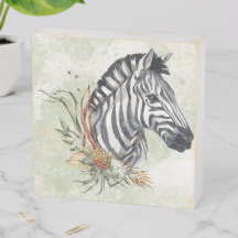 Sinal de Caixa de Madeira Floral Zebra