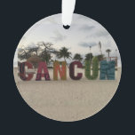 Sinal de Cancún - Playa Delfine, Ornamento do Méxi<br><div class="desc">O Sinal de Cancún está em Playa Delfins,  também conhecida como Praia do Golfinho,  em Cancún,  Quintana Roo,  Península do Yucatan,  México.</div>