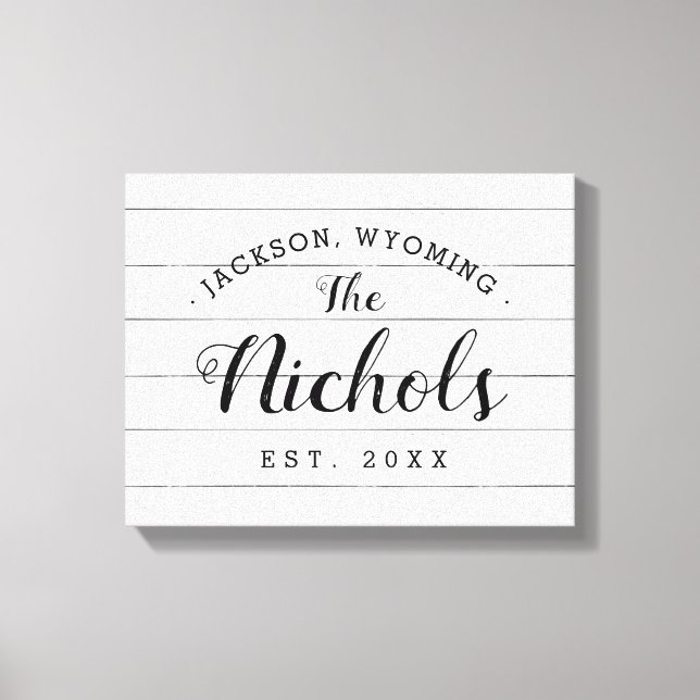 Sinal de Canvas do Monograma da Família Faux Shipl (Frente)