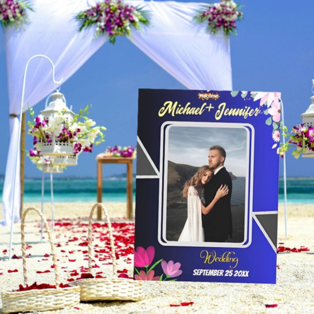 Sinal de Canvas Esticada de Boate Azul Floral Bem- (Criador carregado)