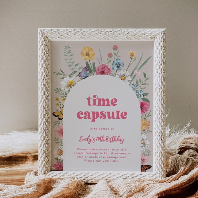 Sinal de Cápsula de Aniversário de Flor Selvagem (Criador carregado)