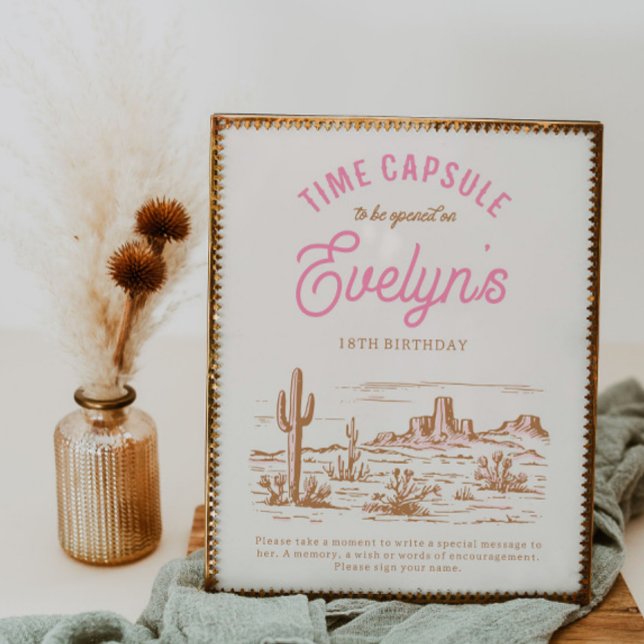 Sinal de Cápsula do Tempo da Cowgirl | Festa ocide (Criador carregado)