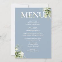 Sinal de cartão de menu azul empoeirado elegante f