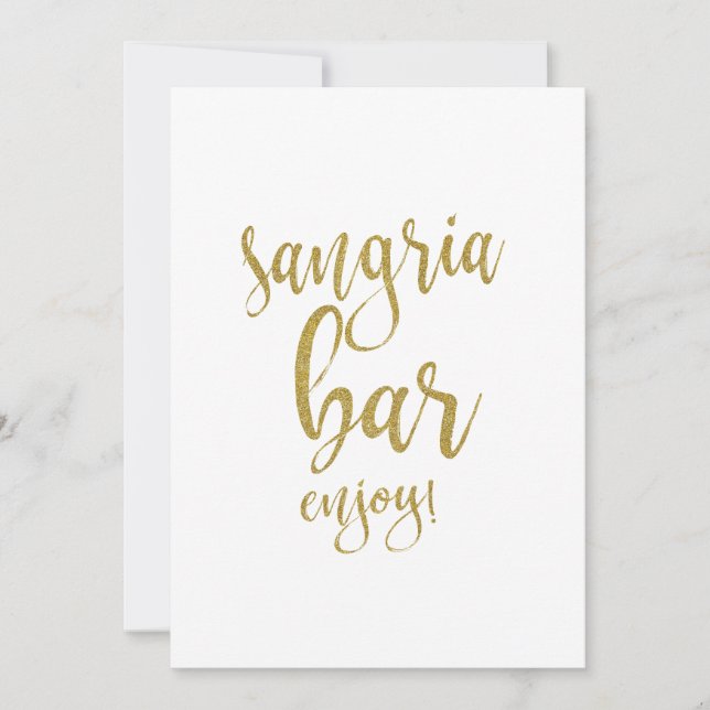 Sinal de Casamento Acessível Sangria Bar Dourado B (Frente)